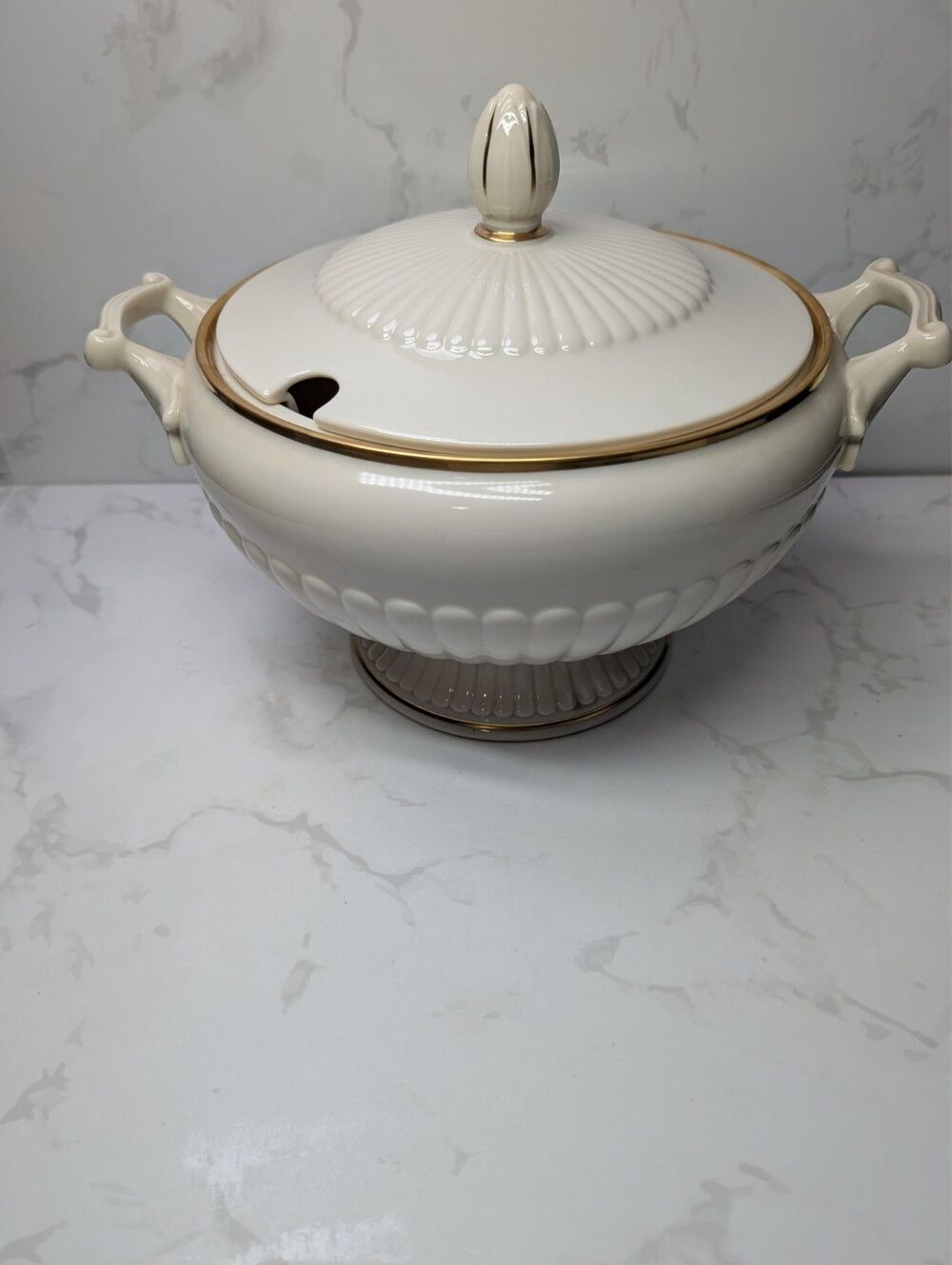 Lenox Georgian Covered Vegetable Bowl Tureen Ivory Gold USA